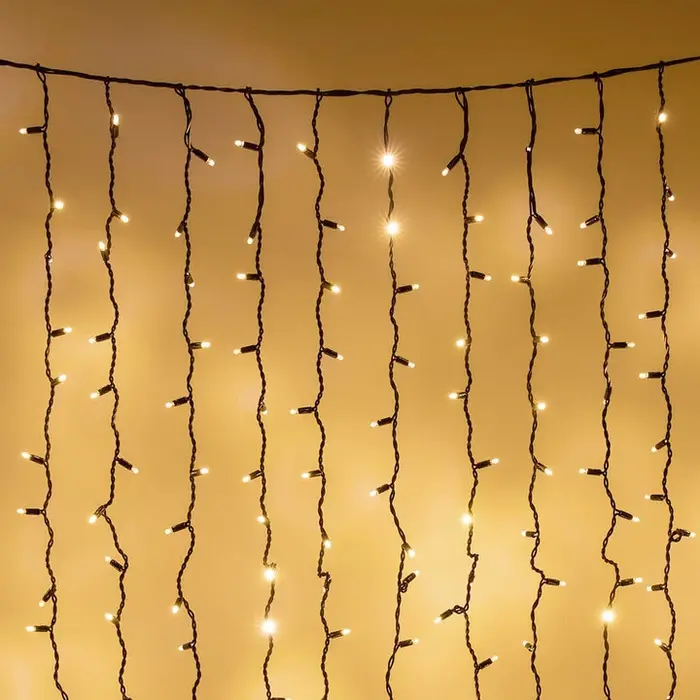 Connectable light curtain, black | from 2 meters | 300 LEDs | 2200K extra warm white | rubber