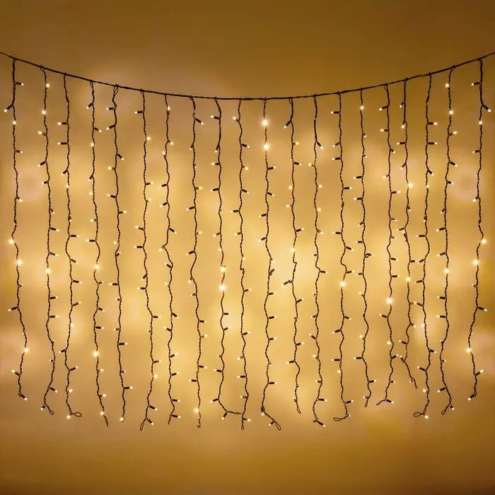 Connectable light curtain, black | from 2 meters | 300 LEDs | 2200K extra warm white | rubber