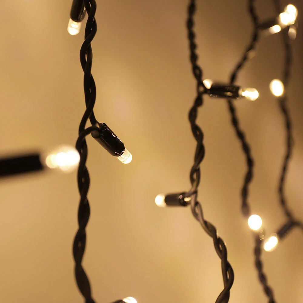 Lichtgordijn koppelbaar zwart | vanaf 2 meter | 300 LEDs | 2200K extra warm wit | rubber