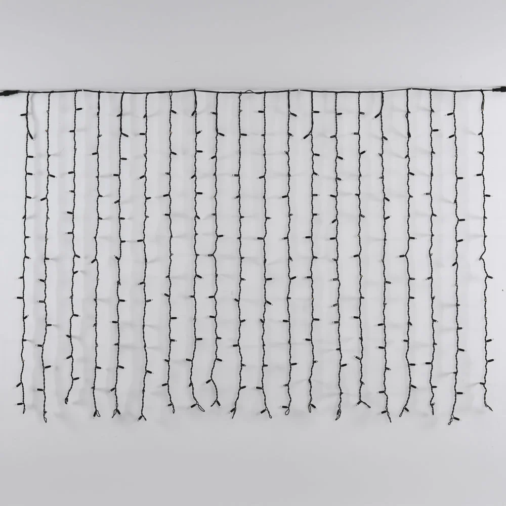 Connectable light curtain, black | from 2 meters | 300 LEDs | 2200K extra warm white | rubber