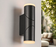 Verstelbare ronde buitenwandlamp Tess - zwart