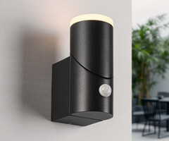 Verstelbare wandlamp buiten Demy met sensor - zwart