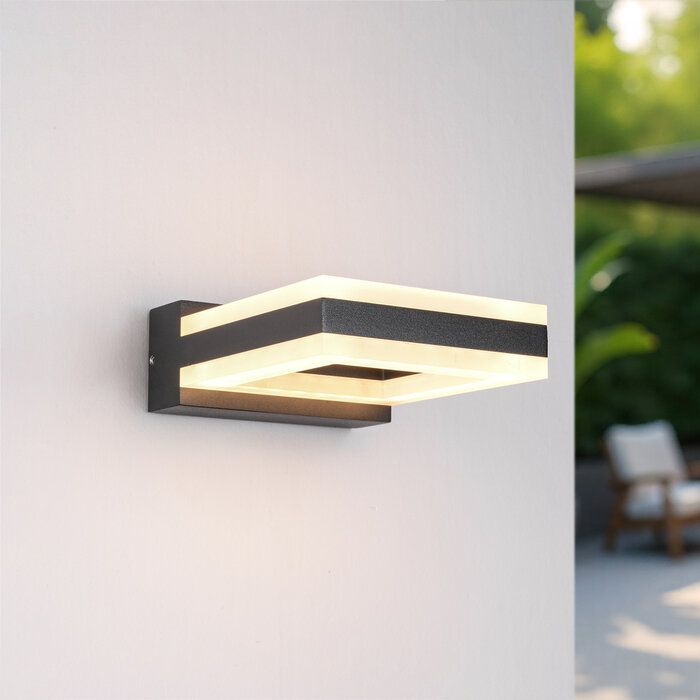 Moderne vierkante muurlamp Nori - zwart