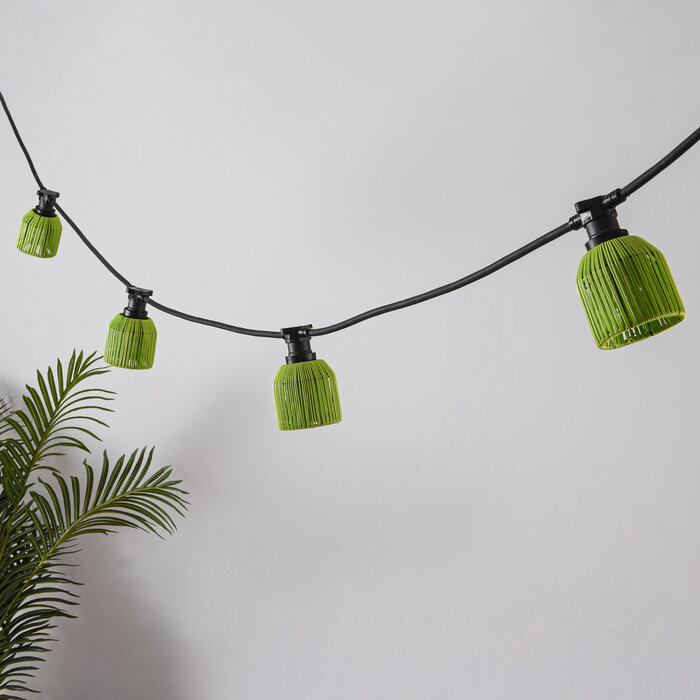 Groene prikkabel kap in rotanlook (returns not accepted)