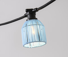 Prikkabel kap in rotanlook - lichtblauw