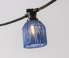 Prikkabel kap in rotanlook - donkerblauw