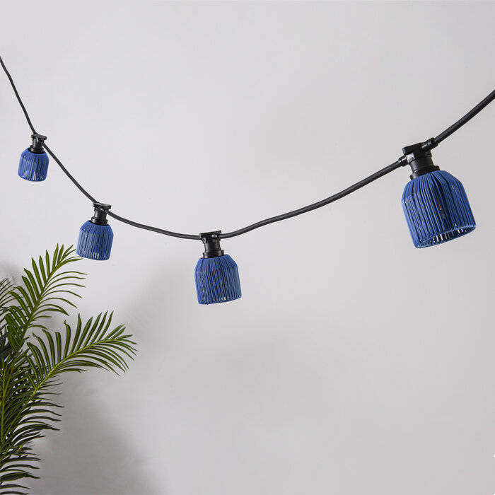 Prikkabel kap in rotanlook - donkerblauw (returns not accepted)