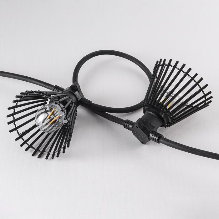 Prikkabel kap in rotanlook - zwart