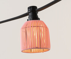 Roze prikkabel kap met rotanlook (returns not accepted)