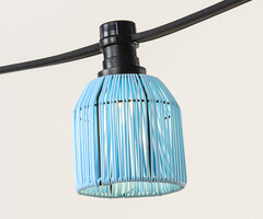 Prikkabel kap in rotanlook - lichtblauw