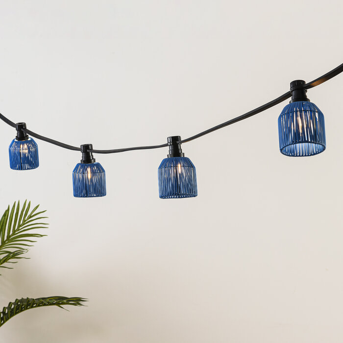 Prikkabel kap in rotanlook - donkerblauw