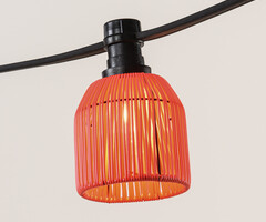 Rode prikkabel kap in rotanlook