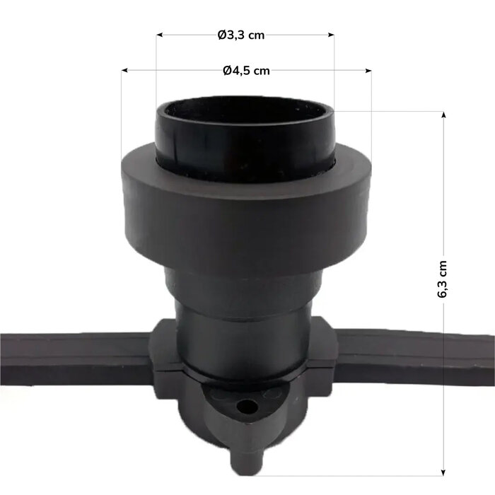 Losse E27 fitting incl. afdichtring - zwart