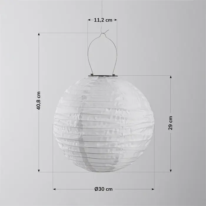 50 pieces - Kalor solar lantern – Solar-powered hanging lamp made of White nylon, Ø30 cm