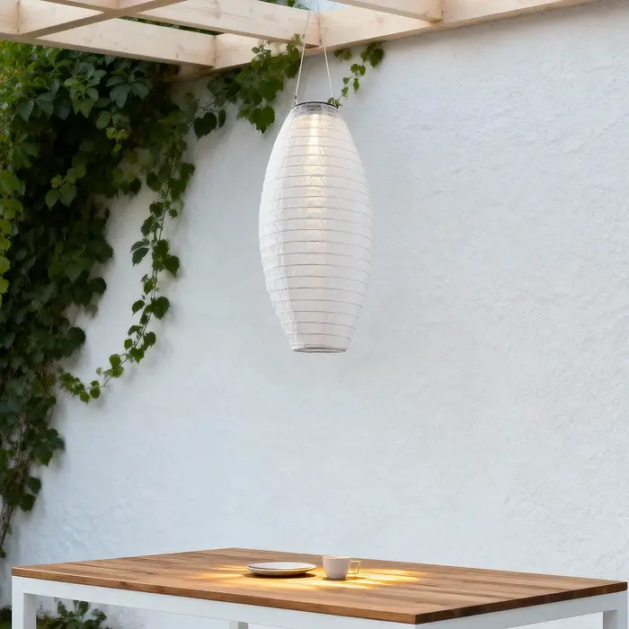 50 stuks - Solar lampion Pyra – hanglamp op zonne-energie van wit nylon