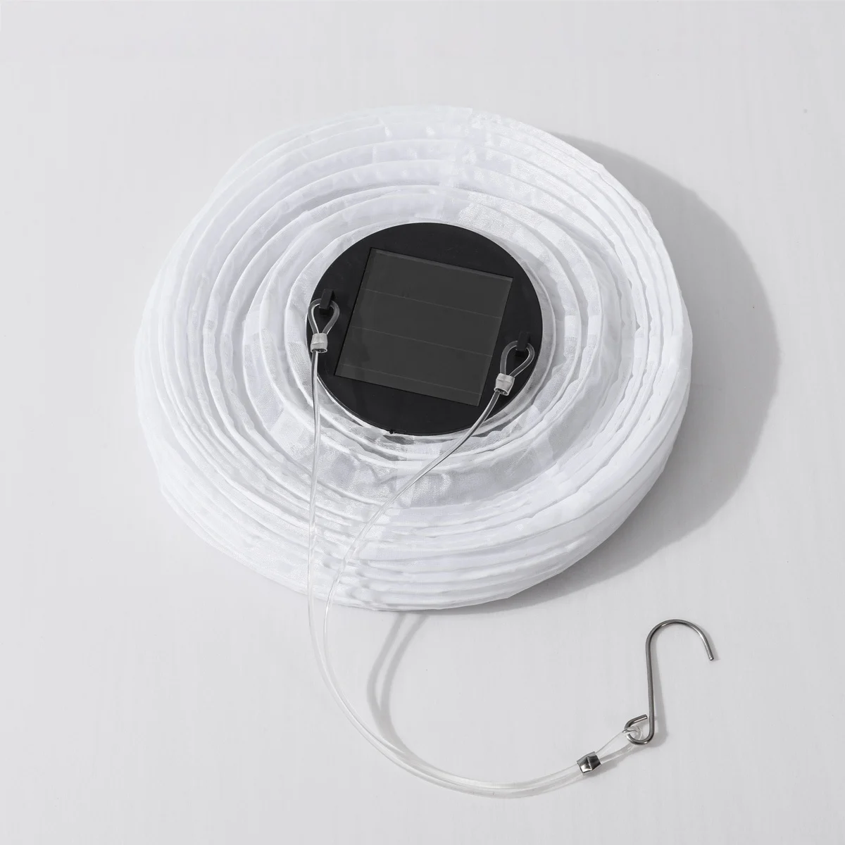 50 Stück - Solar-Laterne Pyra – solarbetriebene Hängelampe aus weißem Nylon