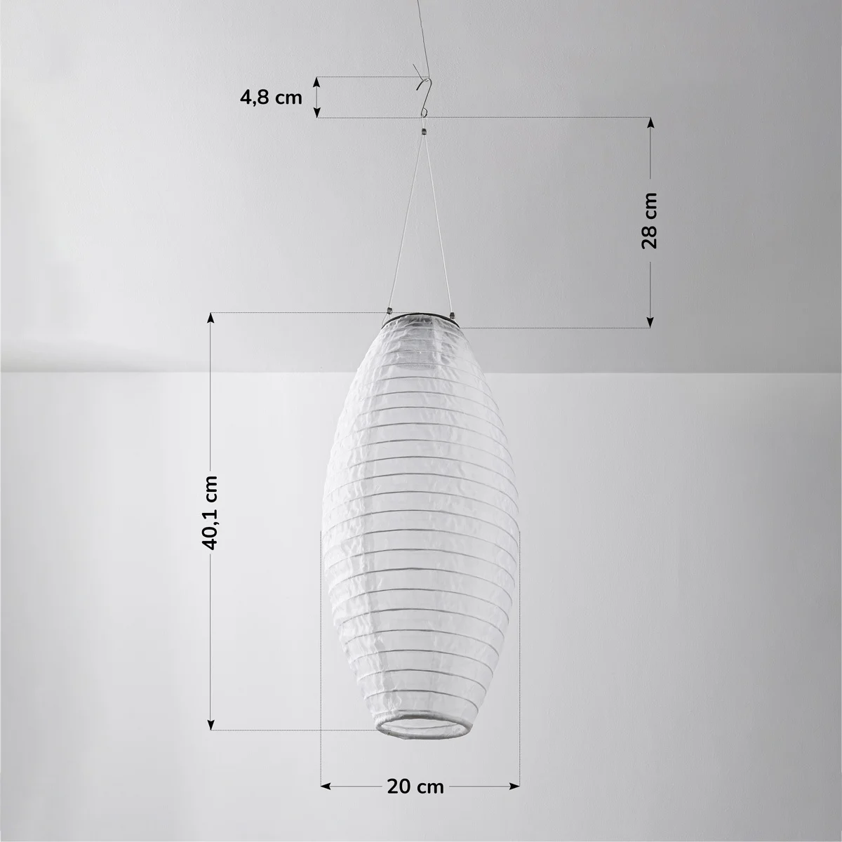 50 stuks - Solar lampion Pyra – hanglamp op zonne-energie van wit nylon