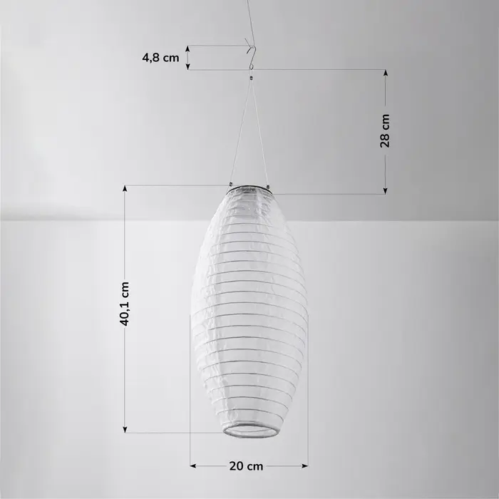 50 Stück - Solar-Laterne Pyra – solarbetriebene Hängelampe aus weißem Nylon
