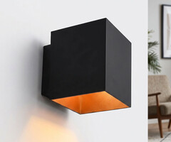 Moderne wandlamp zwart met gouden binnenkant - Fay