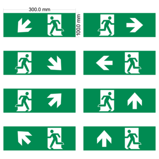 Pictogrammen set voor opbouw noodverlichtingarmaturen