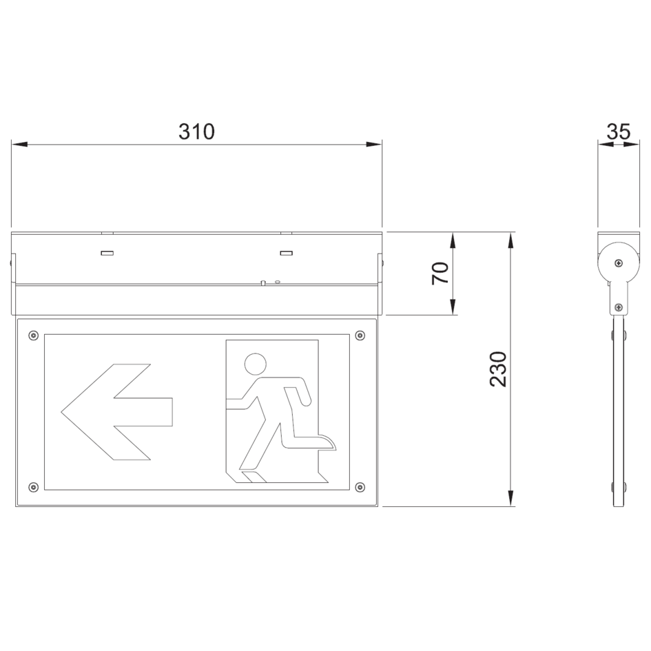 2,5 watt kantelbare opbouw noodverlichting OTG-FF-6 - 6000K, 900mAh