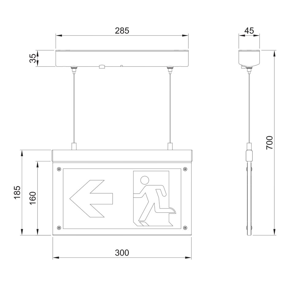 Noodverlichting OTG-VV-5, in hoogte verstelbaar