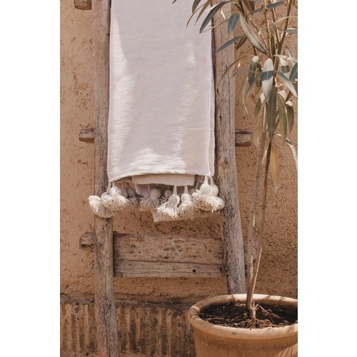 Pompom deken ecru | 3 varianten 190x300 cm Pompom deken ecru | 3 varianten 190x300 cm