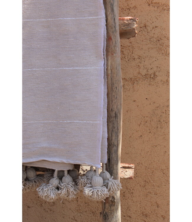 Pompom sprei ecru | 3 varianten 200x300 cm