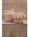 Raffia mandje met deksel en tassel