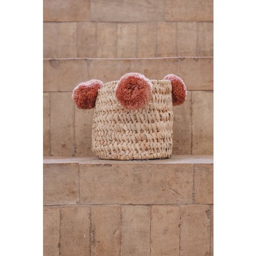 SOLD OUT! Pompom mand oudroze S SOLD OUT! Pompom mand oudroze S