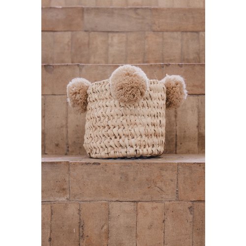 BACK SOON! Pompom mand beige S BACK SOON! Pompom mand beige S