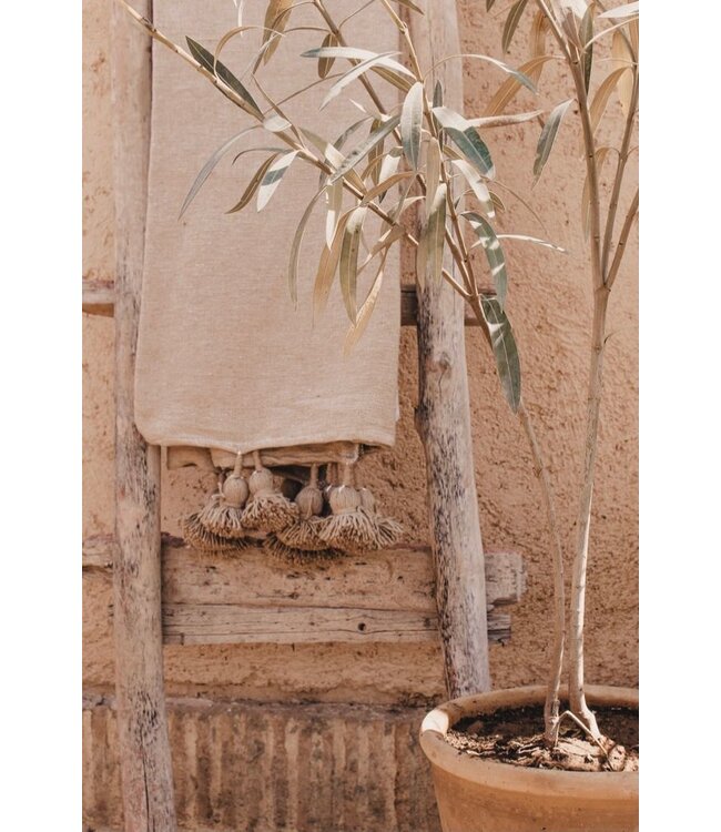 Pompom sprei camel 200x150 cm