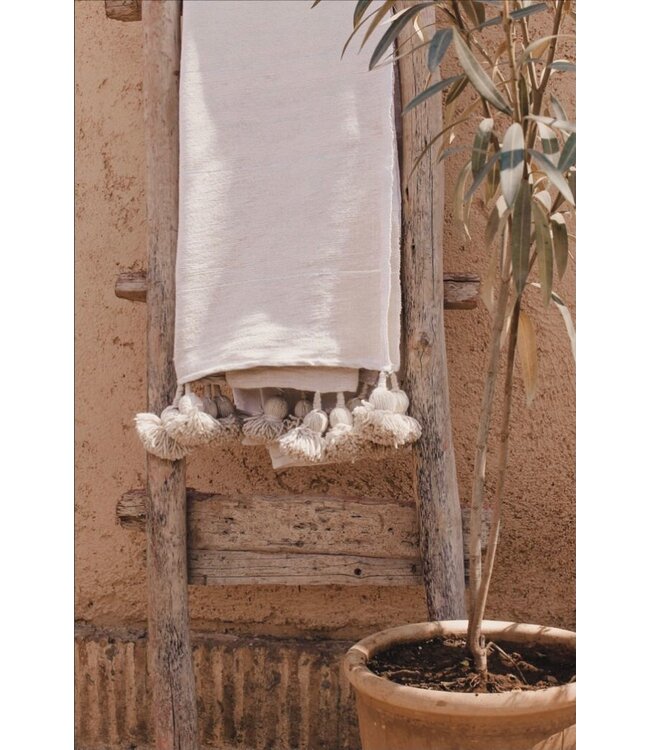 Pompom sprei ecru 200x150 cm