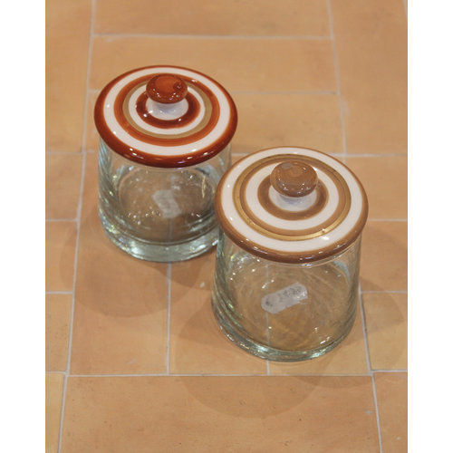 Chabi Chic Glazen Kruidenpotje Stripe | zand of marsala Chabi Chic Glazen Kruidenpotje Stripe | zand of marsala