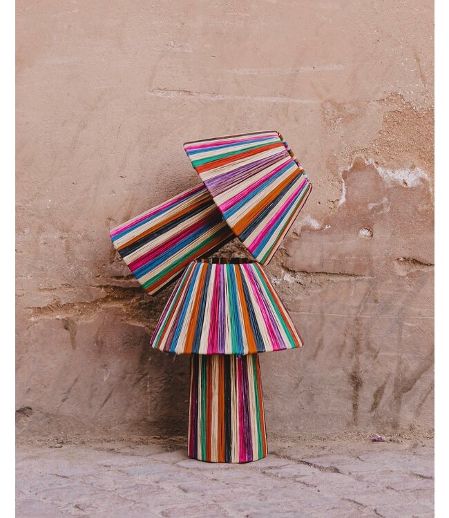Tafellamp raffia | multicolor S