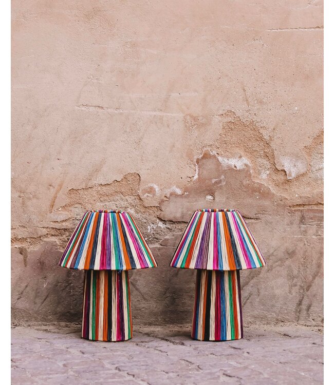 Tafellamp raffia | multicolor S