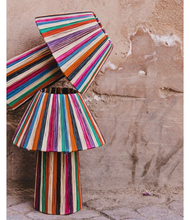 Tafellamp raffia | multicolor S