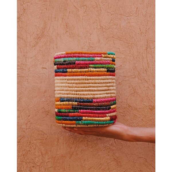 Raffia mand multicolor