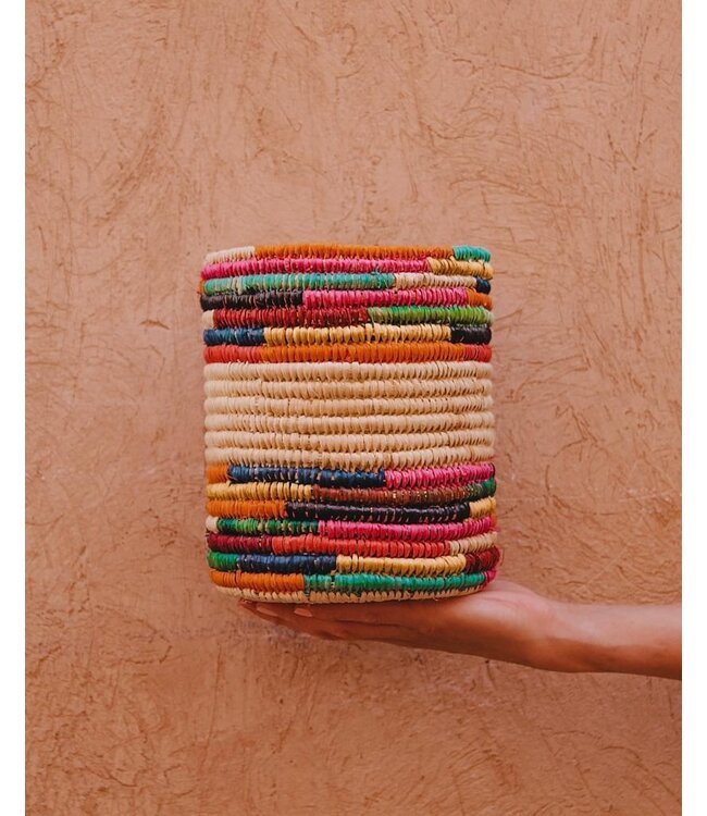 Raffia mand multicolor