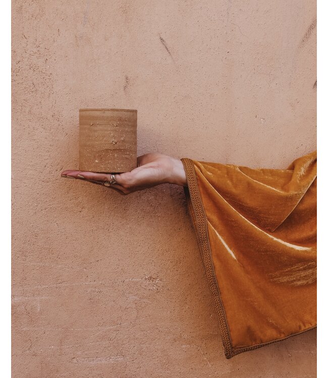 Geurkaars in aardewerk pot | naturel | S