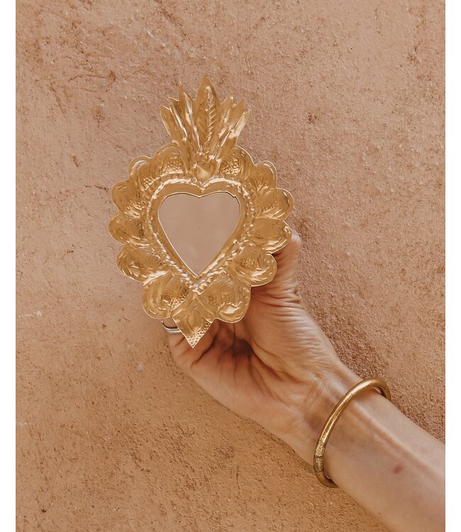 Messing spiegeltje Milagro Heart