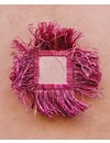 Raffia fringe spiegel vierkant | paars/roze
