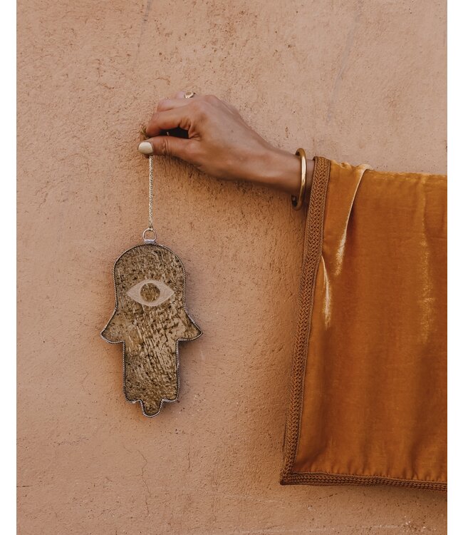 Tamegroute wandtegel geel/groen M | Hamsa