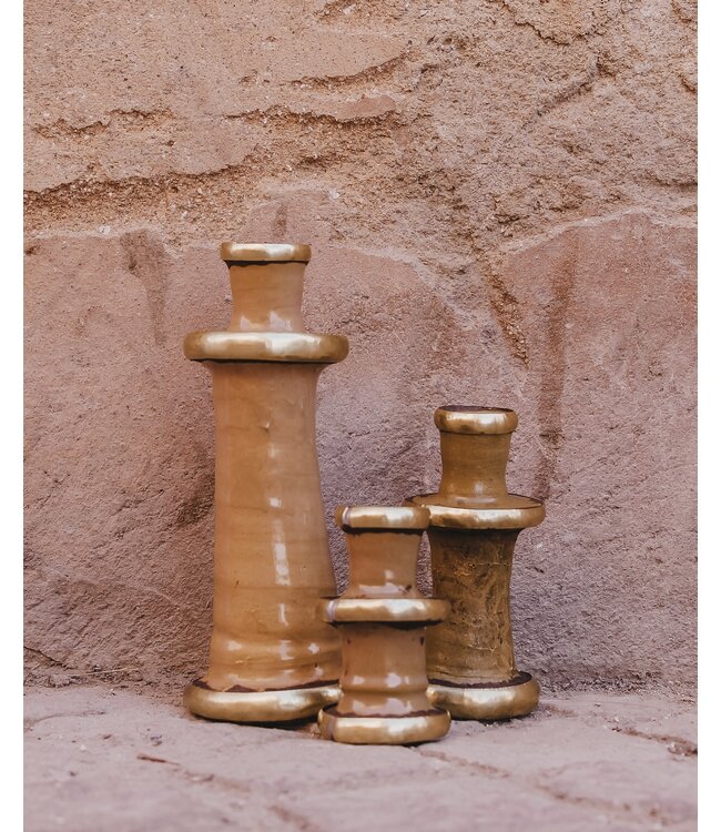 Kandelaar naturel messing | S