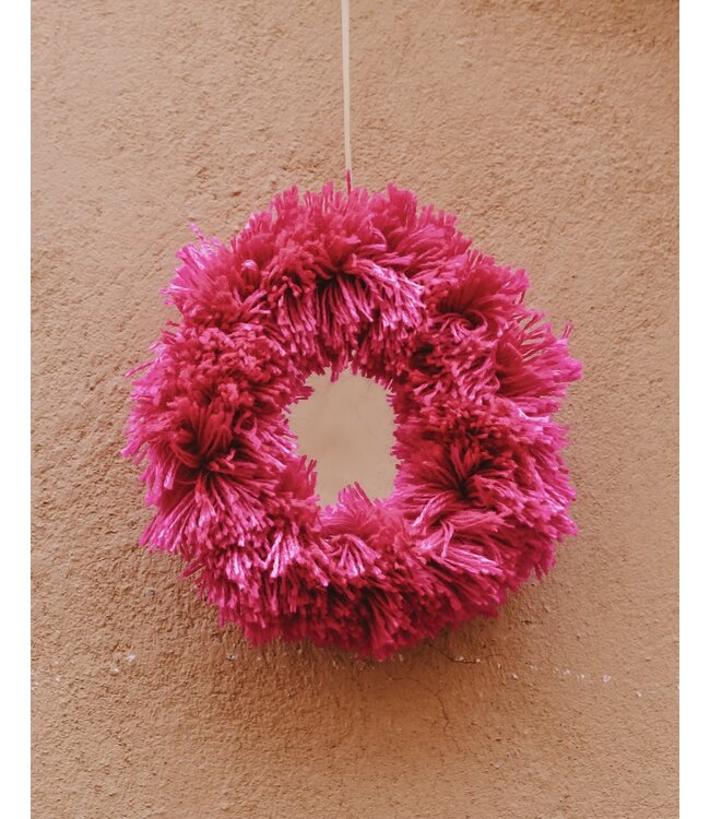 Fringe spiegel wol | fuchsia