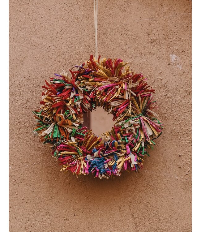 Raffia fringe spiegel | multicolor