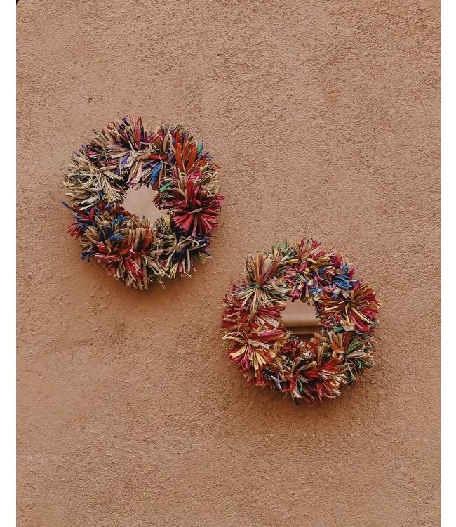 Raffia fringe spiegel | multicolor
