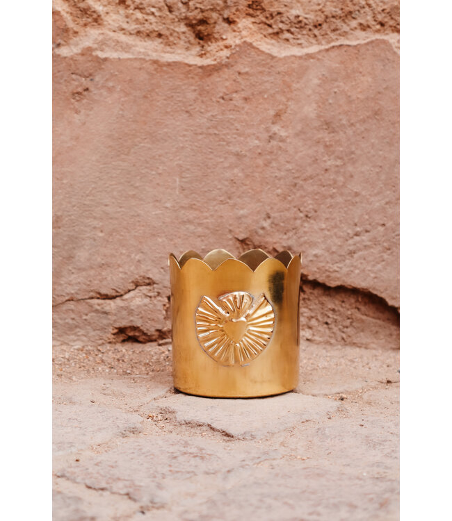 Messing pennenbak met Milagro hart