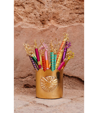 Messing pennenbak met Milagro hart