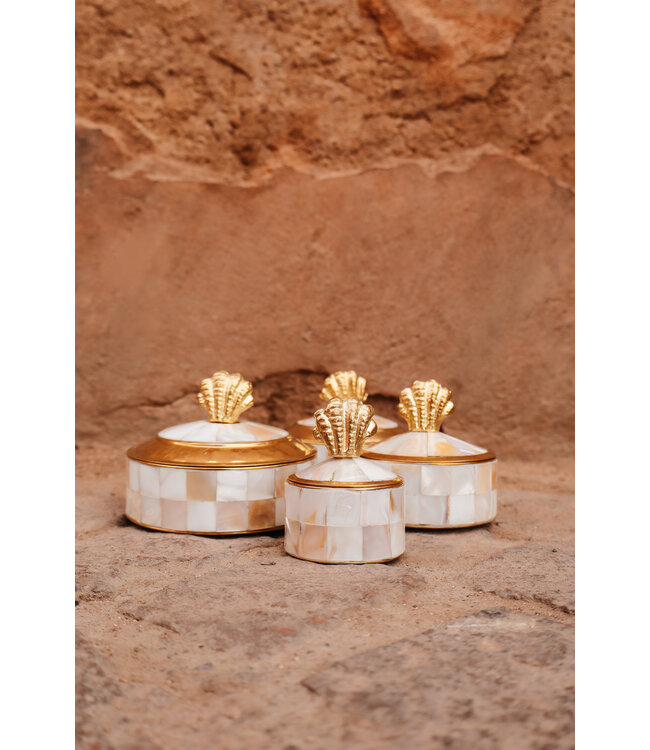 Messing opbergdoosje schelp | 4 varianten